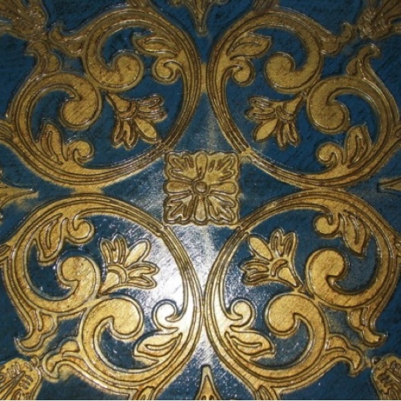 Vintage Mid 20th Century Italian Florentine Tray in Deep Blue and Gold - Picture 7 of 7